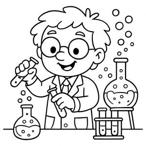 Cheerful Scientist Coloring Page