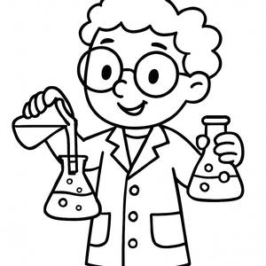 Pagina da Colorare dello Scienziato Sorridente