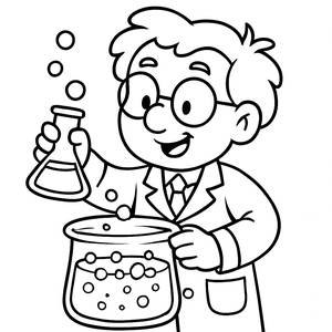 Fröhlicher Wissenschaftler Ausmalbild