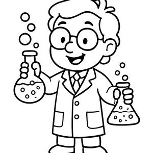 Cheerful Scientist Coloring Page
