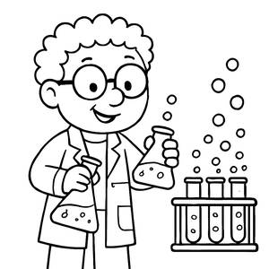 Cheerful Scientist Coloring Page