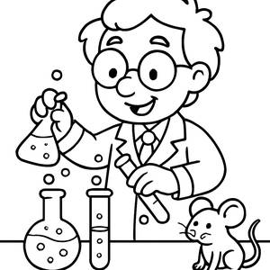 Cheerful Scientist Coloring Page
