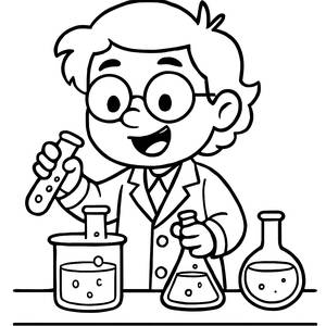 Cheerful Scientist Coloring Page
