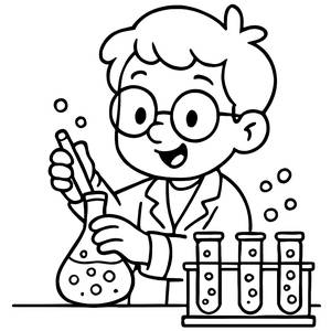 Cheerful Scientist Coloring Page