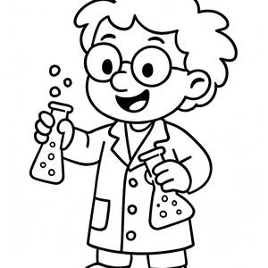 Página para Colorear de un Científico Alegre
