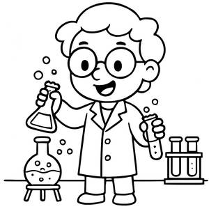 Fröhlicher Wissenschaftler Ausmalbild