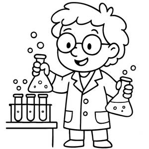 Cheerful Scientist Coloring Page