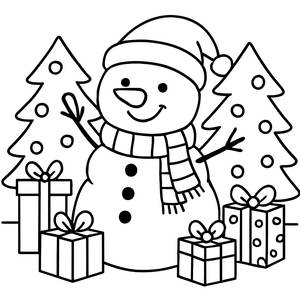 Fröhlicher Schneemann Malvorlage