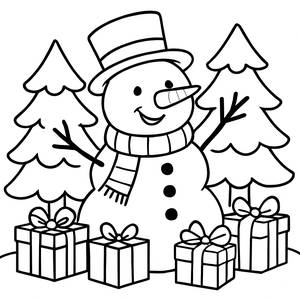 Cheerful Snowman Coloring Page