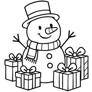 Página para Colorear de un Muñeco de Nieve Alegre