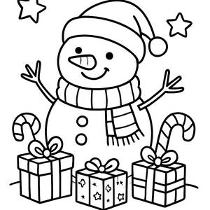 Cheerful Snowman Coloring Page