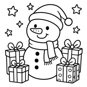 Cheerful Snowman Coloring Page