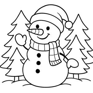 Página para Colorir do Feliz Boneco de Neve