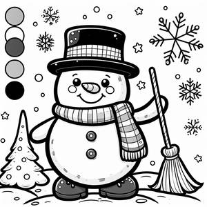 Раскраска: Веселый Снеговик