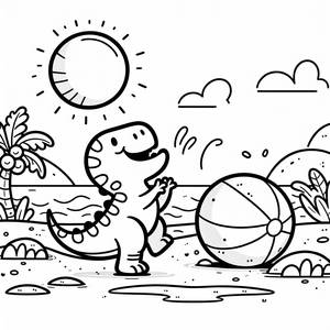 Pagina da Colorare T-Rex Allegro