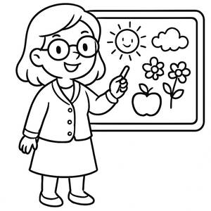 Fröhliche Lehrerin Ausmalbild