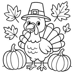 Fröhliche Truthahn Ausmalbild für ein Erntedankfest