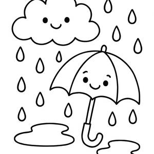 Fröhliche Regenschirm Ausmalbild