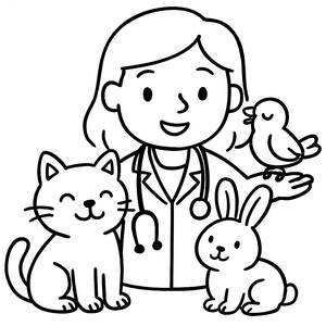 Cheerful Vet Coloring Page