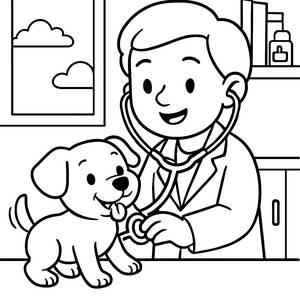 Cheerful Vet Coloring Page