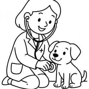 Fröhliche Tierarzt Ausmalbild