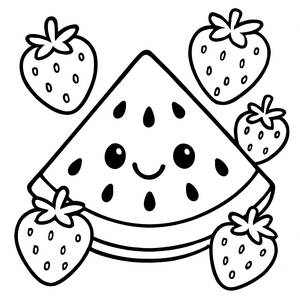 Fröhliche Wassermelonen-Scheibe Malvorlage