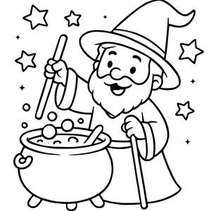 Fröhliche Zauberer Ausmalbild