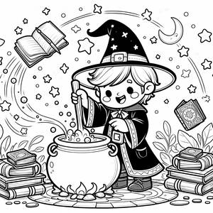 Fröhliche Zauberer Malvorlage