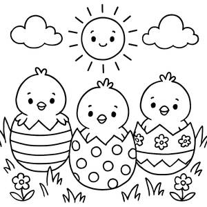 Küken, die aus Bunten Eiern Lugen Malvorlage