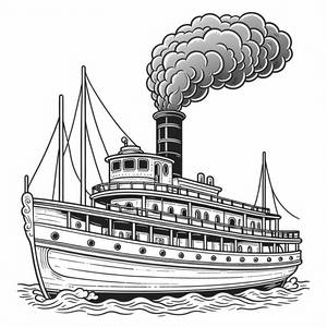 Classic Steamship Coloring Page