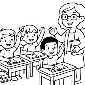 Page à Colorier Amusement en Classe