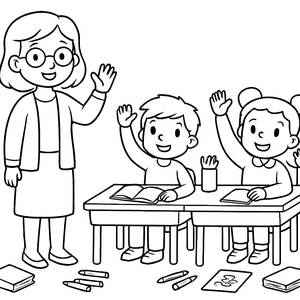 Fantasie im Klassenzimmer Malvorlage