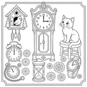 Disegno da colorare della bottega dell'orologiaio