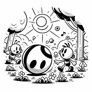 Cocomelon Malvorlage: JJ, TomTom und YoYo mit einem Großen Bunten Ball!