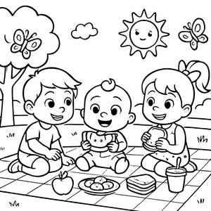 Cocomelon Picnic Coloring Page
