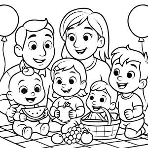 Pagina da Colorare del Picnic di Cocomelon