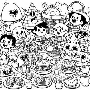 Pagina da Colorare del Picnic di Cocomelon