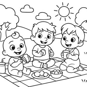 Cocomelon Picnic Fun Coloring Page