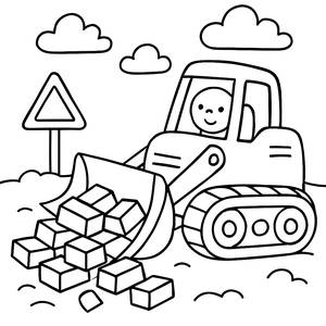 Página para Colorear de Excavadora Colorida
