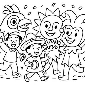 Bunte Karnevalsparade Ausmalbild