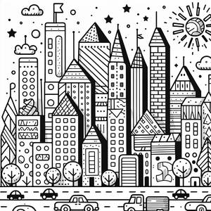 Colorful Cityscape Coloring Page
