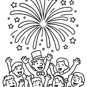 Colorful Fireworks Coloring Page