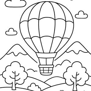 Página para Colorear de Globo Aerostático Colorido