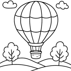 Colorful Hot Air Balloon Coloring Page