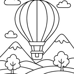 Page à Colorier de Montgolfière Colorée