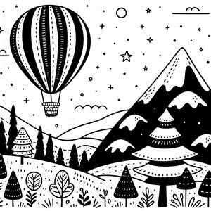 Bunte Heißluftballon Malvorlage