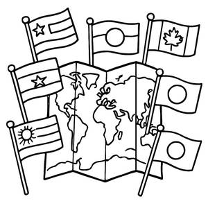 Página para Colorear Banderas Nacionales Coloridas