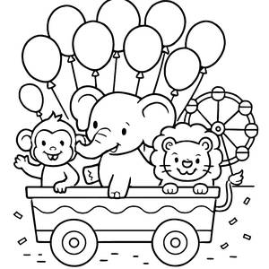 Página para Colorir do Colorido Carroça de Desfile