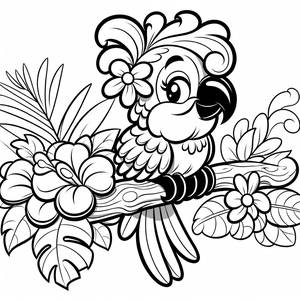 Pagina da Colorare di Pappagallo Colorato