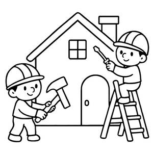 Construction Workers Coloring Page